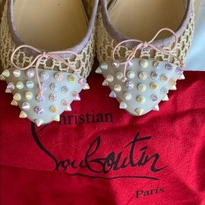 Louboutin Flats, purple mesh knot spikes